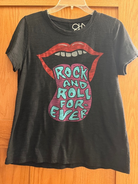 Chaser Tops - Chaser Black Tee with Red Lips and Aqua-Purple Tongue Graphic